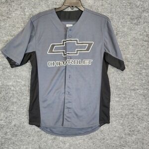 GM Chevrolet‎ Chevy Strong #11 Baseball Jersey Mens M Gray Black Button Down